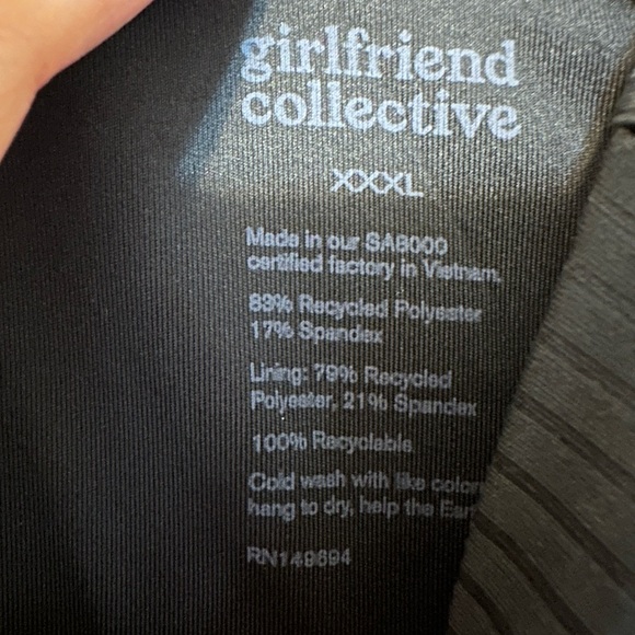 Girlfriend Collective Black Ribbed Stretch High Rise Leggings Size XXXL Gym Yoga - Picture 4 of 5